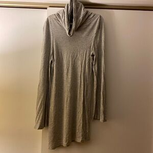 Gracie Light Gray Stretch Long Turtleneck /Dress Asymmetric Hem  Never Used